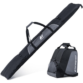 Сумка для лиж та взуття Tonesport – комплект для подорожей – непрошите лижне відділення – для лиж до 190 см, чорний (Jet Black)