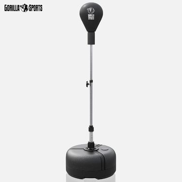 Боксерський м'яч GORILLA SPORTS® з підставкою, регульована висота 120-156 см, включає мішок для боксу, самостійна підставка, боксерський тренажер для дорослих, спидбол, боксерський мішок