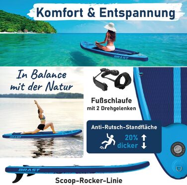 SUP дошка BRAST Summer надувна з набором аксесуарів 320x81x15 см: весло-каяк, тримач для камери, рюкзак, 6 дизайнів, гарантія 5 років