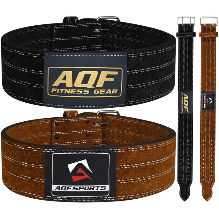Позбиковий пояс для важкої атлетики AQF з натуральної шкіри, 10 мм, з підкладкою з замші, сталева пряжка, чорний, XXL (40-44 дюйми)