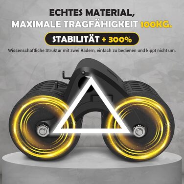 Ролер для пресу COFOF - тренажер для пресу з автоматичним відскоком, килимок для колін та підтримка ліктів, стабільні подвійні колеса