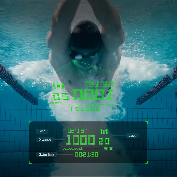 Розумна окуляр для плавання Holoswim 2S AR з фітнес-трекером, чорний
