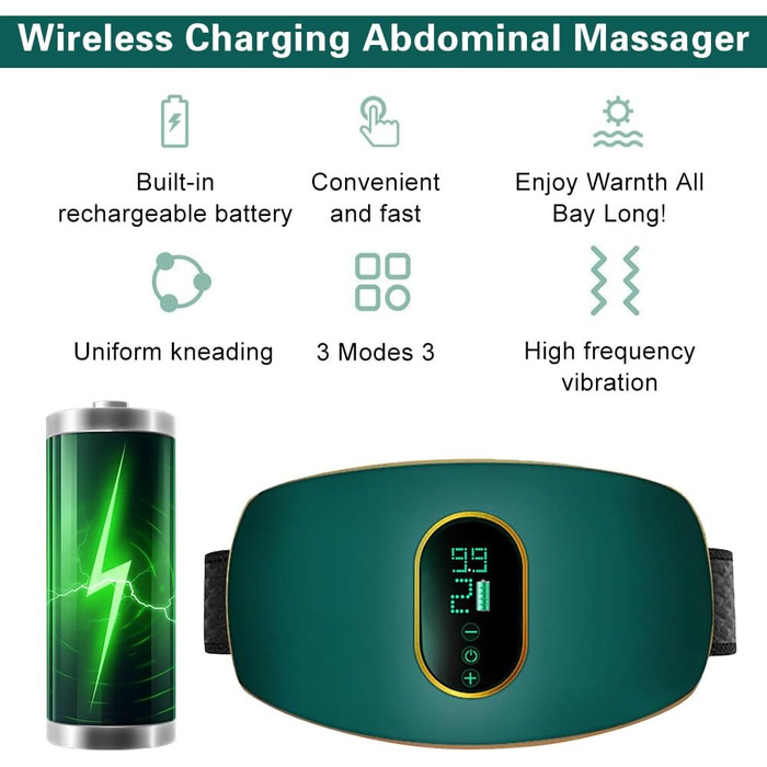 Електричний масажер для живота та схуднення, поясний слінг, вібраційний, для дому, офісу та подорожей (зелений)