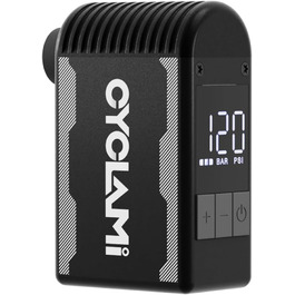 Електричний міні-насос для велосипеда CYCLAMI A2S з USB-C, автоматичним вимірюванням тиску та відключенням при 120 PSI, підходить для ніпелів Presta і Schrader