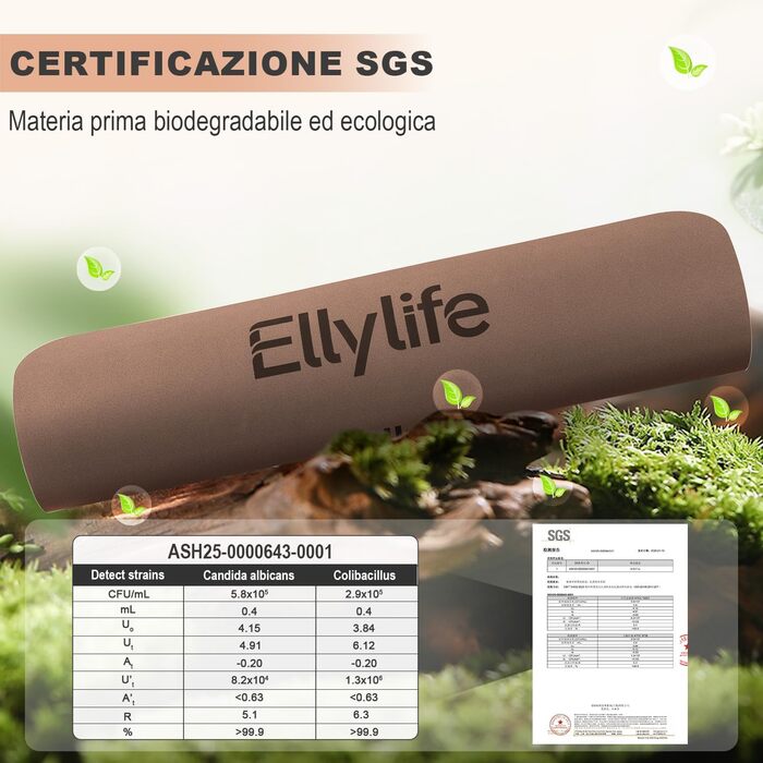 Йога мат Natura Rubber: антибактеріальний, неслизький, для фітнесу та занять йогою вдома, 183x61x0,5 см