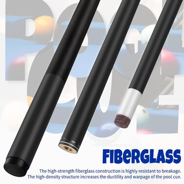 Набір для більярду Kmise Pool-Stick Set: професійний кий для більярду, 147 см, чорний. Підходить для гри вдома, в барі та в клубі.