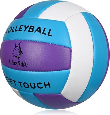 Волейбольні м'ячі Wuzfully Soft Touch для залу та пляжу, розмір 5 (білий/фіолетовий)