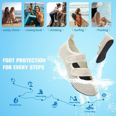 Водні шльопанці WateLves: чоловічі та жіночі, для плавання, пляжу та басейну. Швидка сушка, дихаючі, сітка, бежеві, 40/41 EU