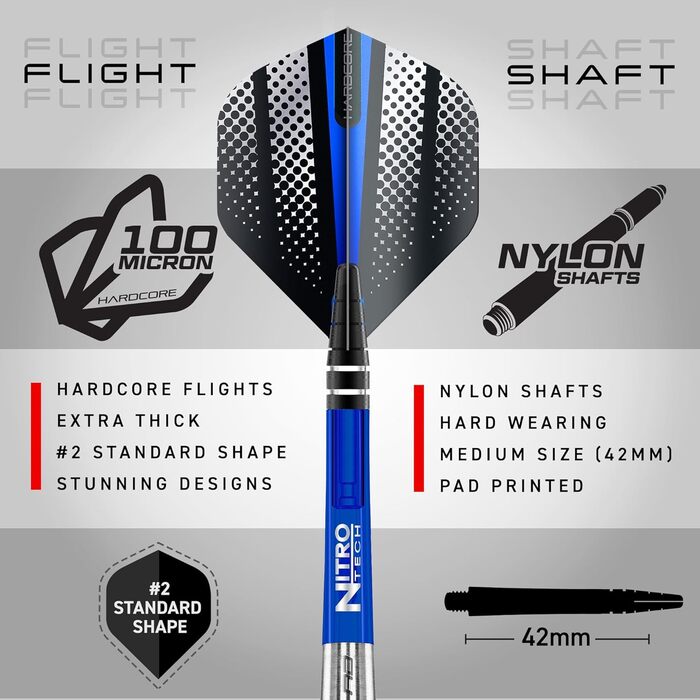 Дротики Red Dragon Razor Edge Softip, вольфрамові, професійні, з крилами та шафтами, 18 г, 3 шт.