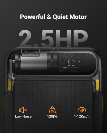 Walking Pad з нахилом 9%, амортизація 6 точок, тихий біговий стіл, 2.5 л.с. для дому/офісу (Чорний з ручкою, APP)