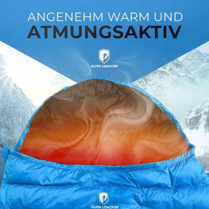 Легкий літній спальний мішок Alpin Loacker для походів та кемпінгу, 460г, ультралегкий, блакитний