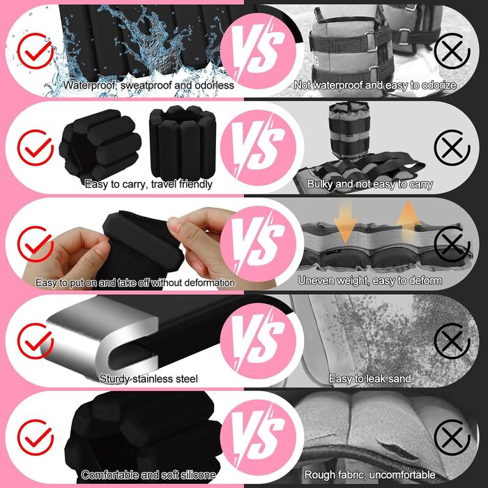 Важкі манжети на зап'ястя Omtofo, 2 шт (по 0,45 кг), регульовані, для йоги, танців, пілатесу, аеробіки, кардіо, ходьби, зелені (чорні)