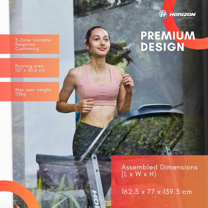 Бігова доріжка Horizon Fitness eTR5.0 з потужним 2 к.с. мотором
