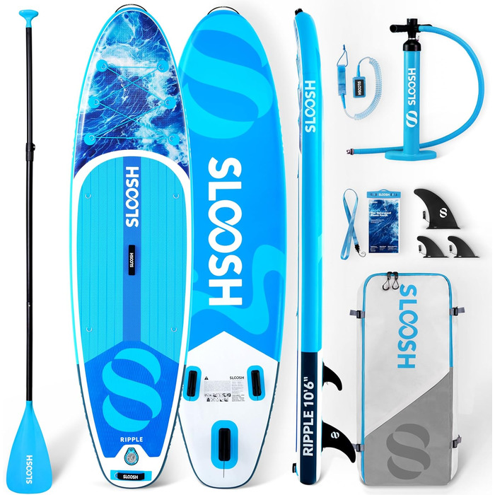 Надувна SUP-дошка SLOOSH 320 см з веслом, аксесуарами, рифленим EVA-покриттям, легкою сумкою і насосом для підлітків та дорослих
