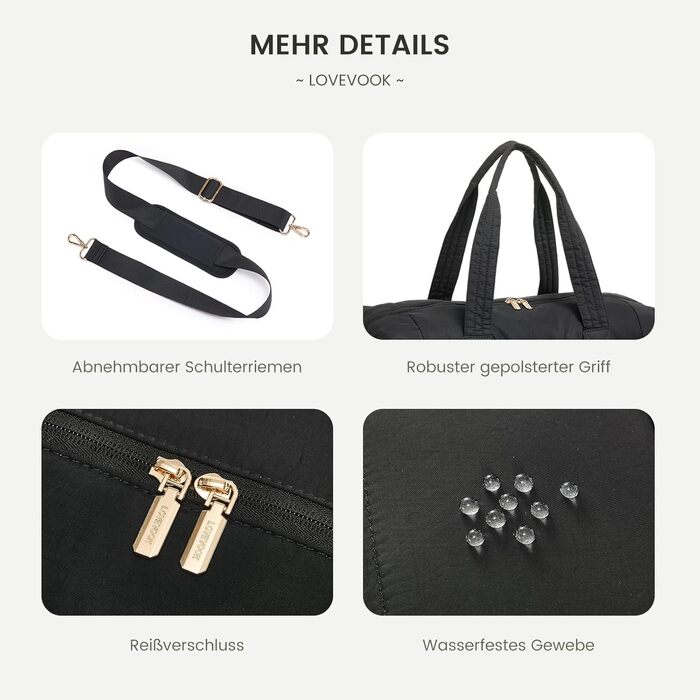 Сумка-мішок LOVEVOOK для вихідних, клінічна сумка, ручна поклажа, легка лікарняна сумка, місткий дорожній мішок з відділенням для взуття та косметичка, спортивна сумка для подорожей, 52x38x25 см (50 л), B-beige Nude