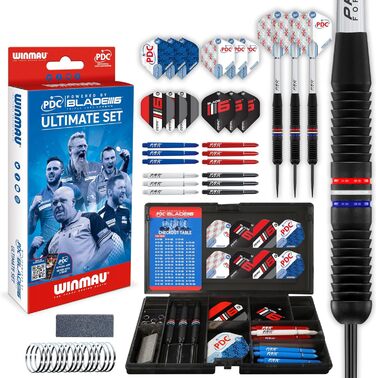 Набір для дартсу WINMAU PDC Ultimate, сталеві дротики 22 г з латуні, аксесуари, оперення та стержні