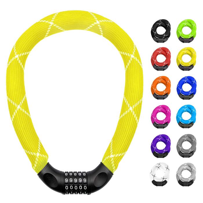 Замки для велосипеда Nean: надійний захист з цифровим кодом та міцною обмоткою, 6x6x900 мм (жовтий)