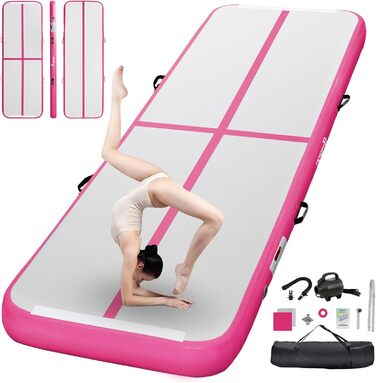 FBSPORT Airtrack Matte - килимок для гімнастики та йоги, 600x100x20 см (рожевий)