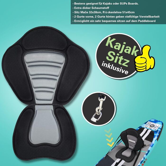 Надувне SUP-борд (Stand Up Paddle Board) з кріпленням для камери, 330x76x15 см, до 150 кг, насос, рюкзак (камуфляж, синій)