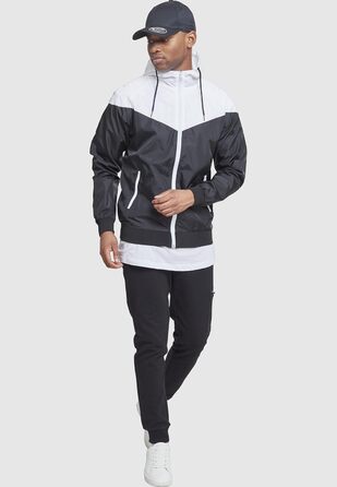 Чоловіча вітрівка Urban Classics Arrow Windrunner з капюшоном, демісезонна куртка з кольоровими блоками, 3XL, чорно-біла