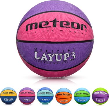Дитячий баскетбольний м'яч meteor Layup Kinder Mini (розмір 3, рожевий) для дітей 4-8 років, м'який з антиковзаючим покриттям