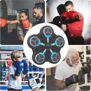 Дитяча боксерська машина з підсвіткою LED, музикою та Bluetooth, 3 режими швидкості, автоматичний лічильник, чорний