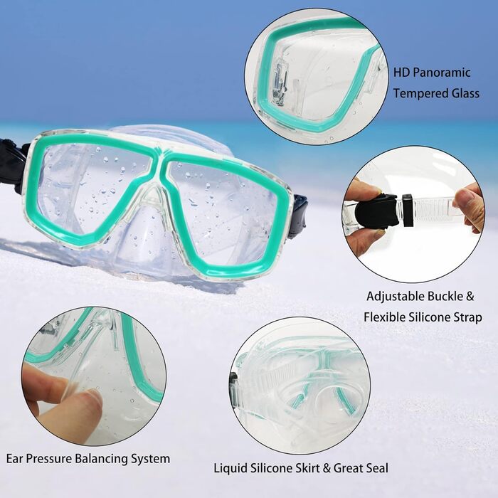 Набір для снорклінгу для дорослих: маска, трубка Dry Top та ласти. У комплекті сумка