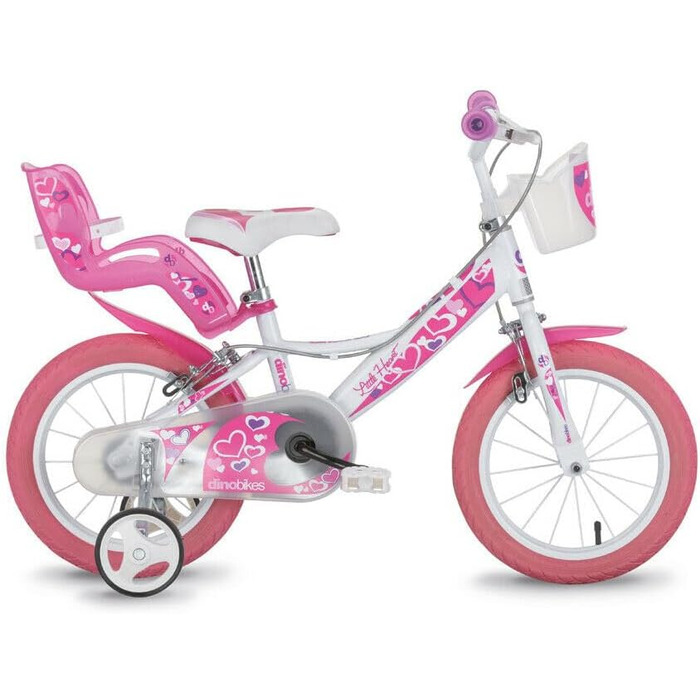 Дитячий велосипед для дівчаток Dinobikes 14 дюймів, білий, з бічними колесами, TÜV сертифікат, подарунок для дівчинки