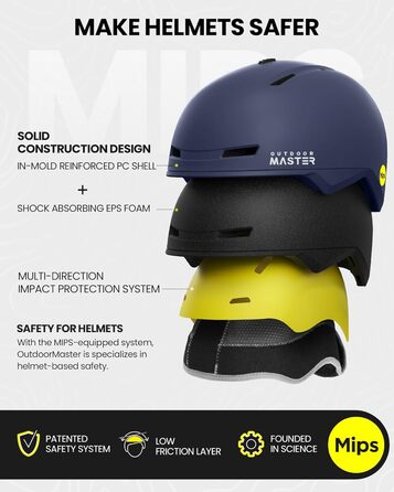Комплект шолом та маска OutdoorMaster MIPS PRO для лиж і сноуборду, регульований, синій, для чоловіків, жінок і дітей, розмір M