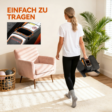 Електричний еліптичний тренажер, педальний пристрій з 12 регульованими рівнями швидкості, портативний, легкий, з пультом дистанційного керування, LED-дисплеєм, сталевим та пластиковим корпусом, чорного кольору.