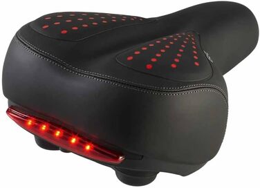Велосипедне сідло EUROtops Gel з ліхтариком – комфортне сідло з гелевими подушками та двома пружинами, червоне світло безпеки, чорний колір, для чоловічих та жіночих велосипедів