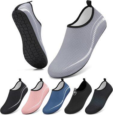 Водні черевики для жінок та чоловіків: шкарпетки для плавання, аквашузи, антиковзкі пляжні черевики, унісекс (46 EU, сірий)