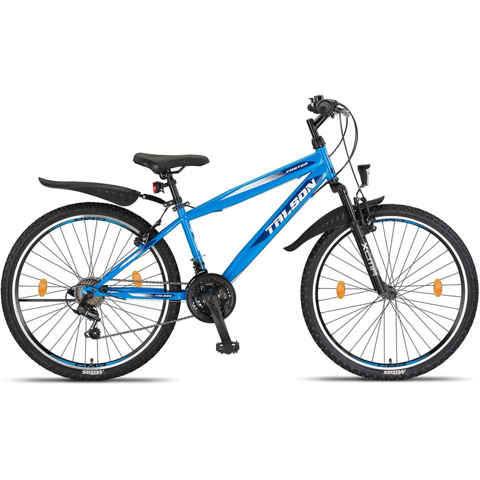 Гірський велосипед Talson 26 дюймів, 21-швидкісна Shimano, амортизаційна вилка, освітлення, синій
