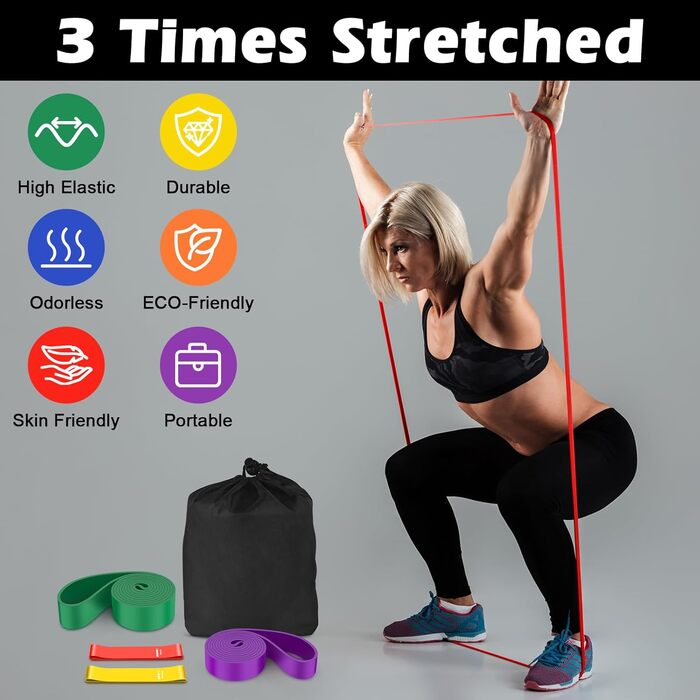 Набір еластичних стрічок для фітнесу Widerstandsbänder 14 в 1: стрічки опору, гумки для силових тренувань, фітнес-стрічки з ручками