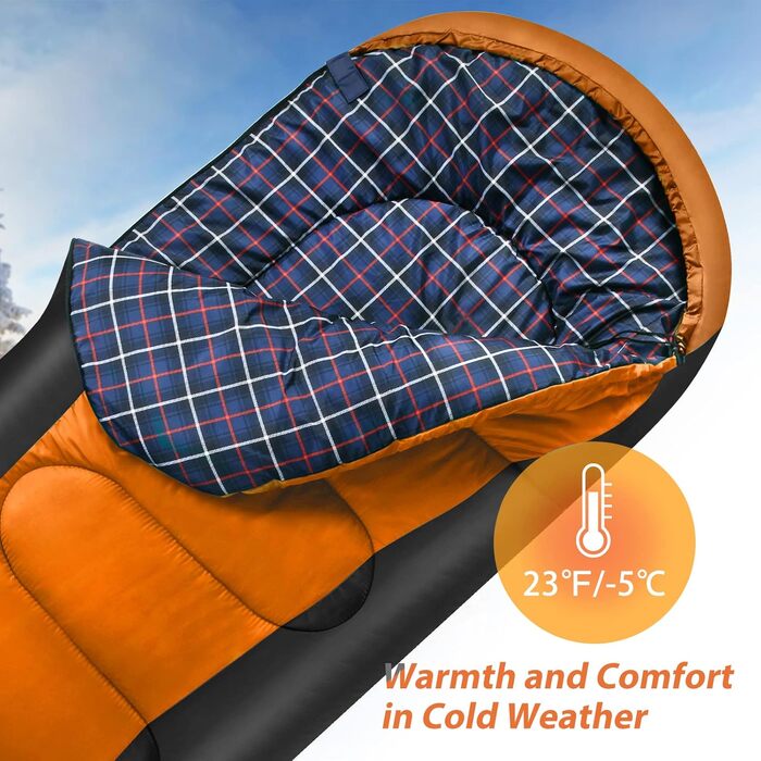 Сплячий мішок RISEPRO Легкий, 1,6 кг, фланелевий, водонепроникний, для 3-4 сезонів, дорослих та дітей, для дому, вулиці, кемпінгу, хайкінгу, чорний