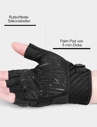 Рукавички INBIKE напівпальцеві гнучкі для велоспорту, мотокросу, фітнесу, тренувань, альпінізму з захистом пальців TPR та SCR, чорний, розмір M