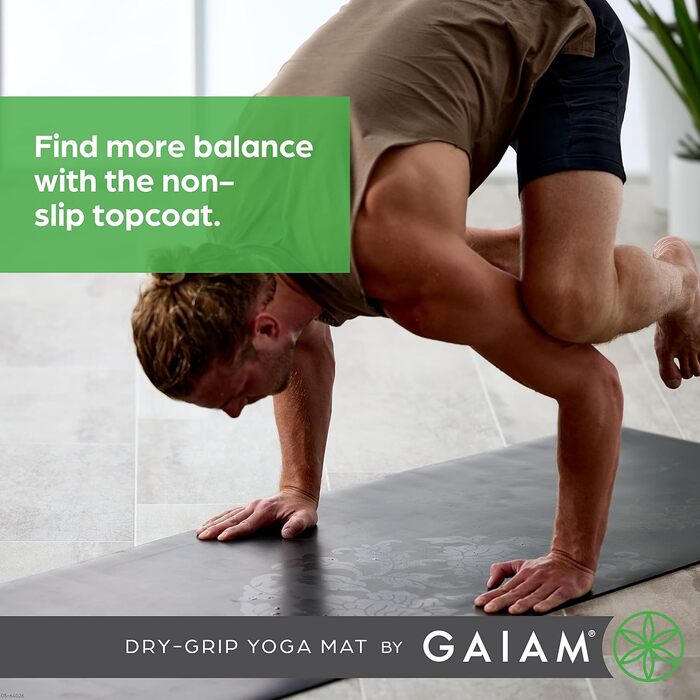 Килимок для йоги Gaiam Sol Dry-Grip для гарячої йоги та інтенсивних тренувань, 78' x 26' x 5 мм, чорний (XL)