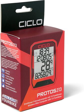 CICLO PROTOS 213 бездротовий велокомп'ютер, 13 функцій, червоний