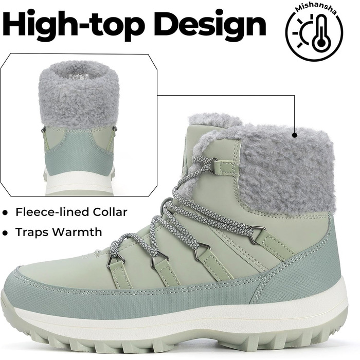 Зимові черевики Mishansha для жінок, утеплені, водонепроникні, трекінгові, розмір 36-42 (зелені черевики, 41 EU)