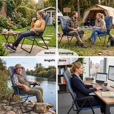 Набір складаних кемпінгових стільців Homecall для відпочинку та риболовлі, з 5-рівневим регулюванням спинки та м'якою підкладкою, сині (2 шт.)