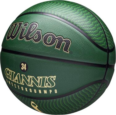 Баскетбольний м'яч Wilson NBA Player Icon для вулиці, розмір 7 (29,5'') та міні, Milwaukee Bucks