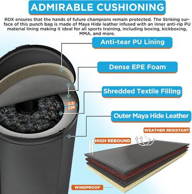 Дитячий боксерський мішок RDX 4 фути з підставкою, рукавички для тренувань, MMA, кікбоксинг, бокс, єдиноборства, муай-тай, білий