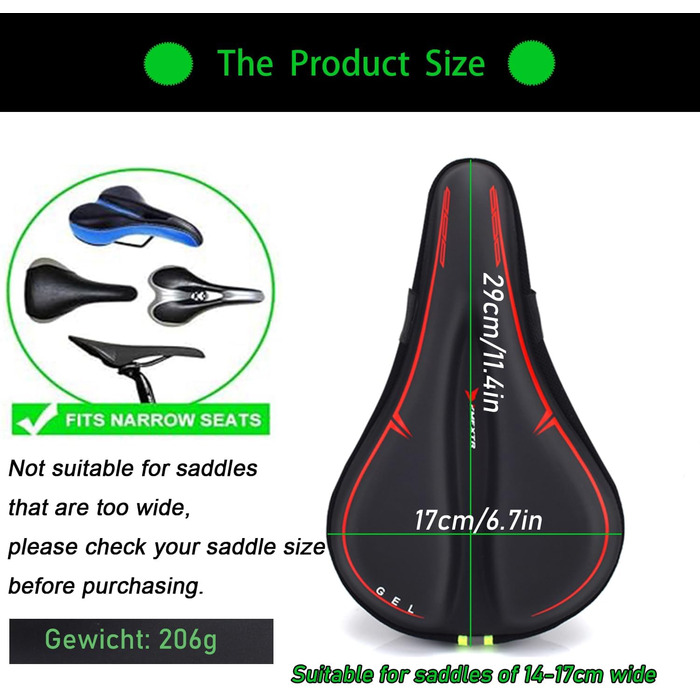 Покриття для велосипедного сидіння з гелевою подушкою, водонепроникне, для гірського велосипеда, велотренажера, чорного кольору