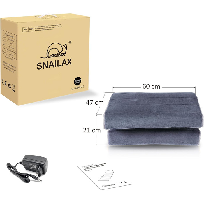 Масажний килимок Snailax з підігрівом та вібрацією - 6 зон терапії для тіла, зняття болю в шиї, спині, попереку та ногах