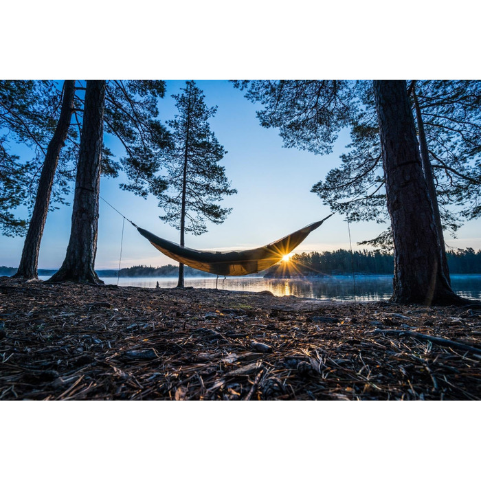 Гамак Amazonas Ultra-Light Silk Traveller Thermo 275x140 см, зелений, до 200 кг - надлегкий шовковий гамак для подорожей