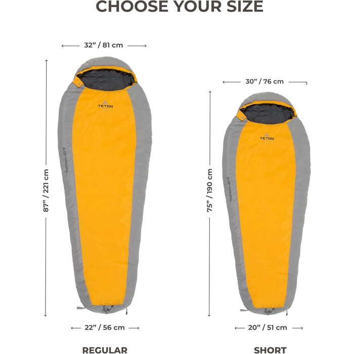 Сплячий мішок Teton Trailhead -7°C / +20°F, ультралегкий, оранжево-сірий