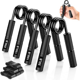 Набір з 4 еластичних тренажерів для рук та пальців, регулювання опору 22.5-90 кг, для спортсменів та відновлення, неслизьке покриття