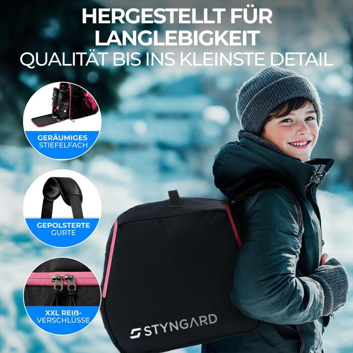 Чохол для лижних черевиків для дітей з відділенням для шолома [40 л] - ISCHGL (чорний-рожевий)