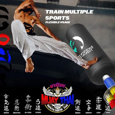 Набір для боксу KESSER® з боксерськими рукавичками, скакалкою, боксерським мішком та підлогою для тренувань. Чорний.