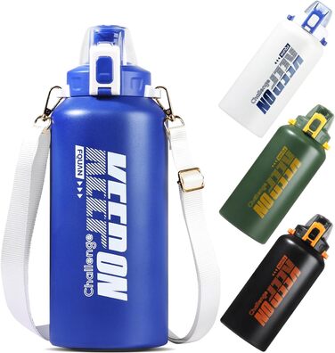 Термос пляшка WENLIM 1.8 л з нержавіючої сталі з трубочкою, BPA-free, ізотермічна, для спорту, кави та чаю, синя, не протікає